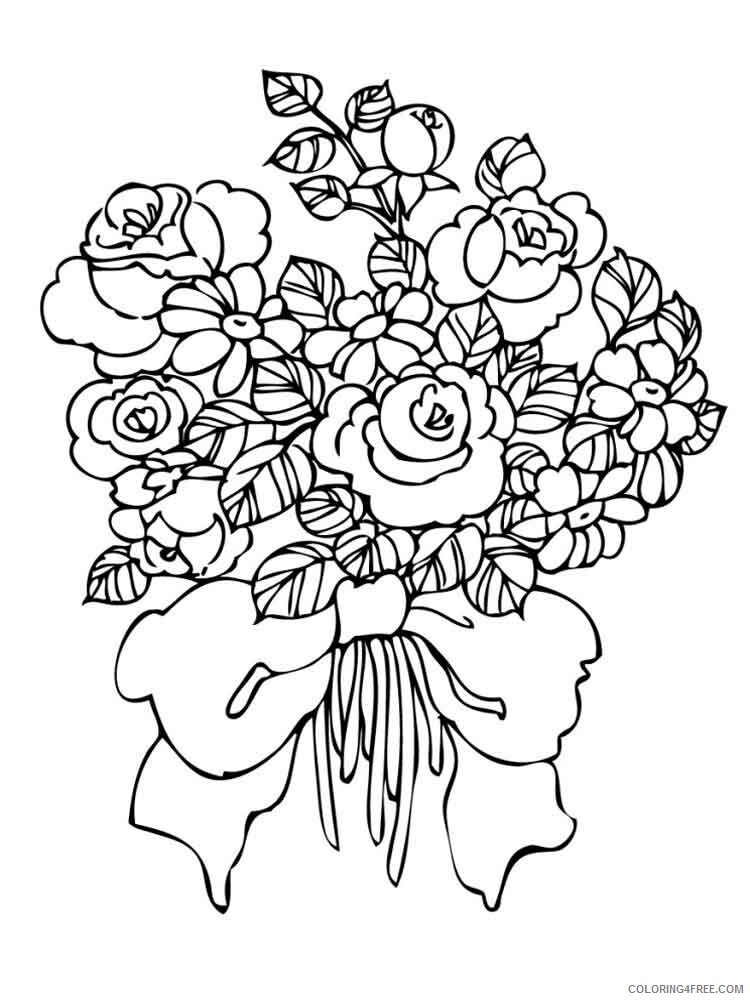 Flower Bouquet Coloring Pages Flowers Nature Flower Bouquet 10 Printable 2021 135 Coloring4free