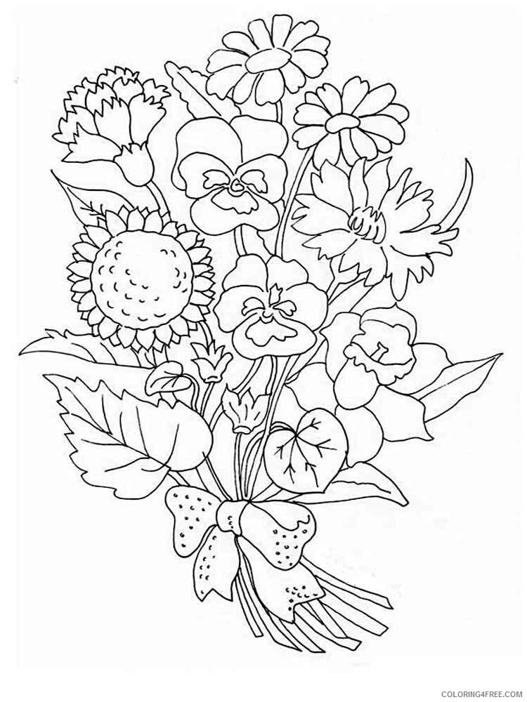 Flower Bouquet Coloring Pages Flowers Nature Flower Bouquet 16 Printable 2021 138 Coloring4free