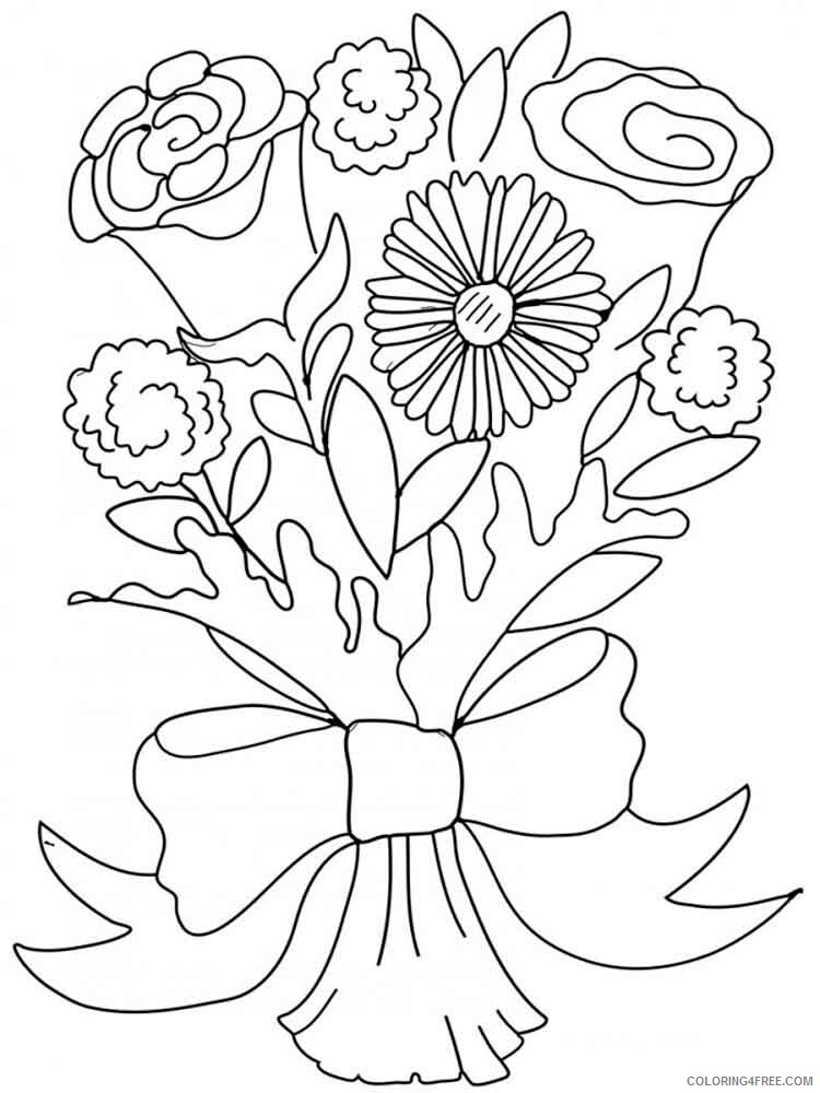 Flower Bouquet Coloring Pages Flowers Nature Flower Bouquet 18 Printable 2021 140 Coloring4free