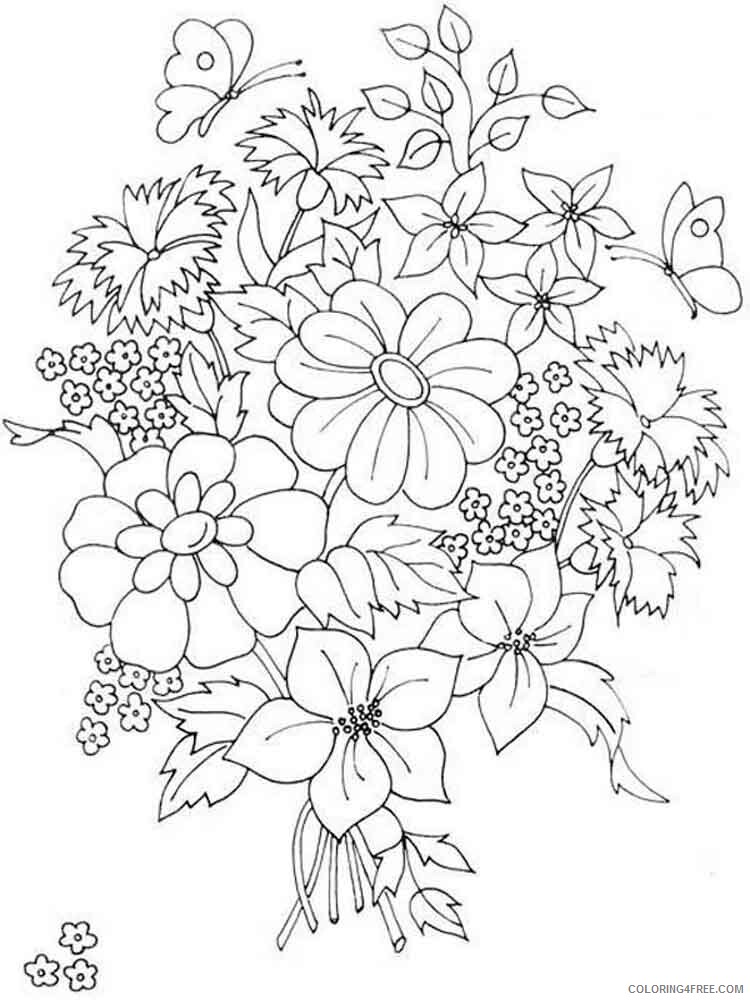 Flower Bouquet Coloring Pages Flowers Nature Flower Bouquet 5 Printable 2021 142 Coloring4free