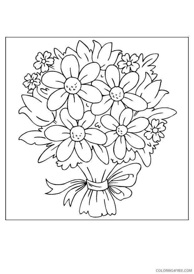 Flower Bouquet Coloring Pages Flowers Nature flower bouquet Printable 2021 145 Coloring4free