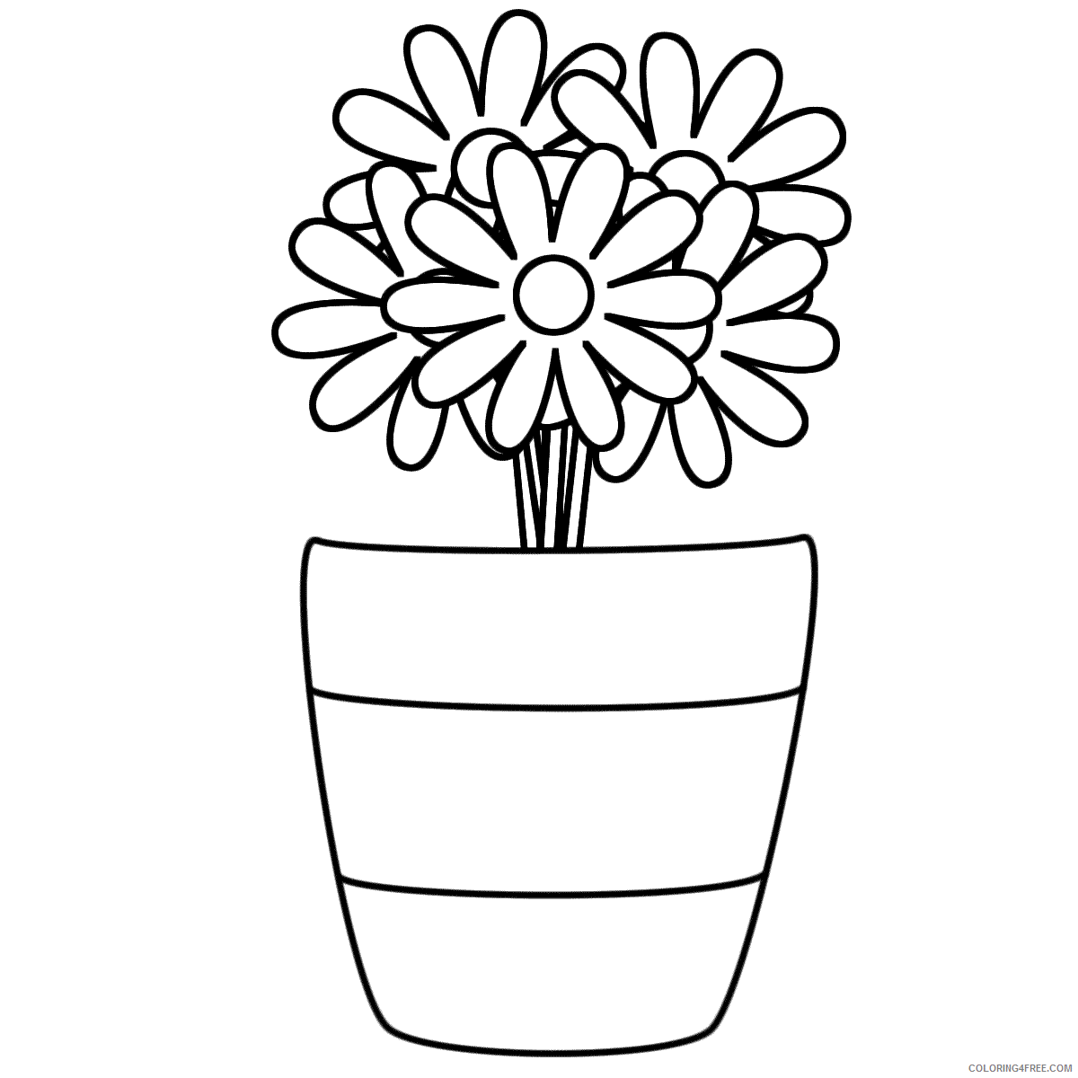 Flower Pot Coloring Pages Flowers Nature Daisy Flower Pot Printable 2021 147 Coloring4free