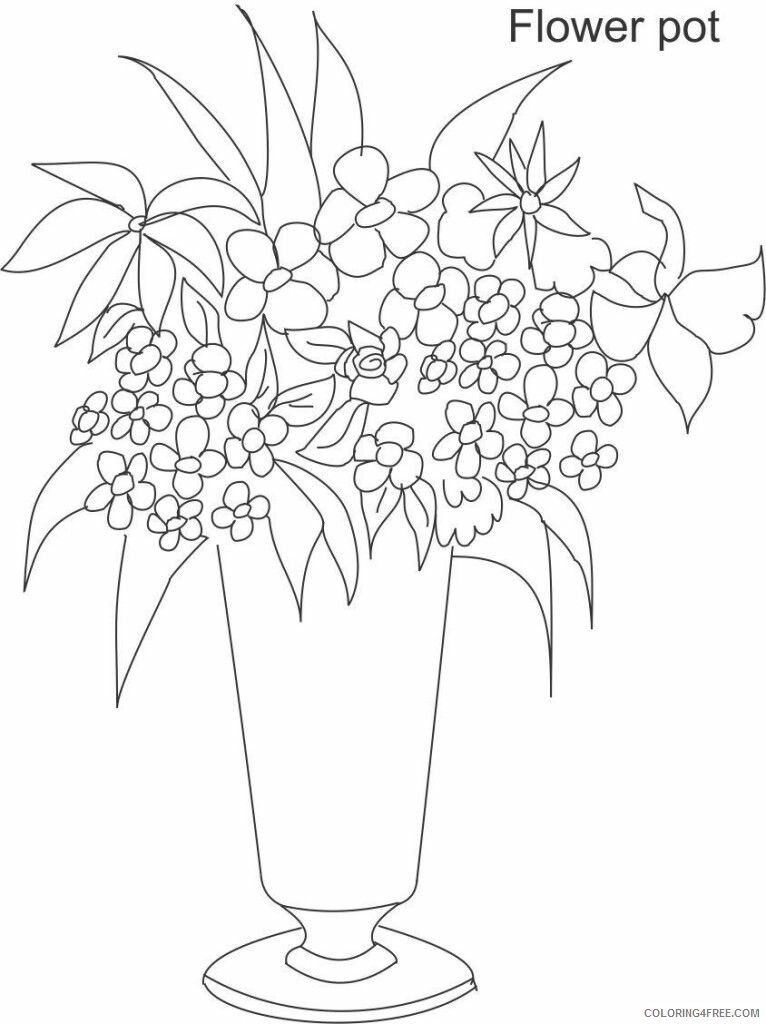 Flower Pot Coloring Pages Flowers Nature Flower Pot Printable 2021 150 Coloring4free