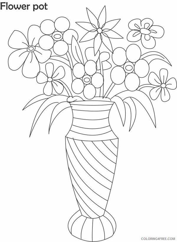 Flower Pot Coloring Pages Flowers Nature Flower Pot Printable 2021 152 Coloring4free