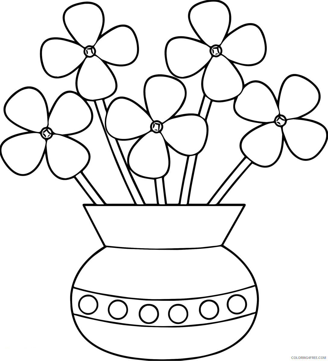 Flower Pot Coloring Pages Flowers Nature Happy Flower Pot Printable 2021 156 Coloring4free