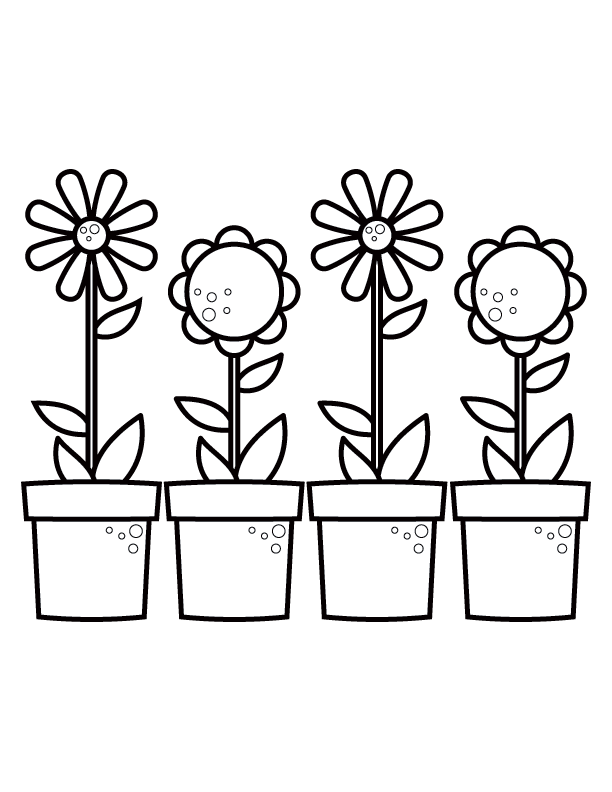Flower Pot Coloring Pages Flowers Nature Spring Potted Flowers Printable 2021 158 Coloring4free
