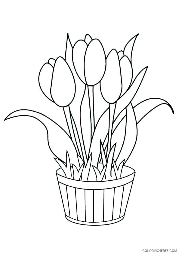 Flower Pot Coloring Pages Flowers Nature Tulips Flower Pot Printable 2021 159 Coloring4free