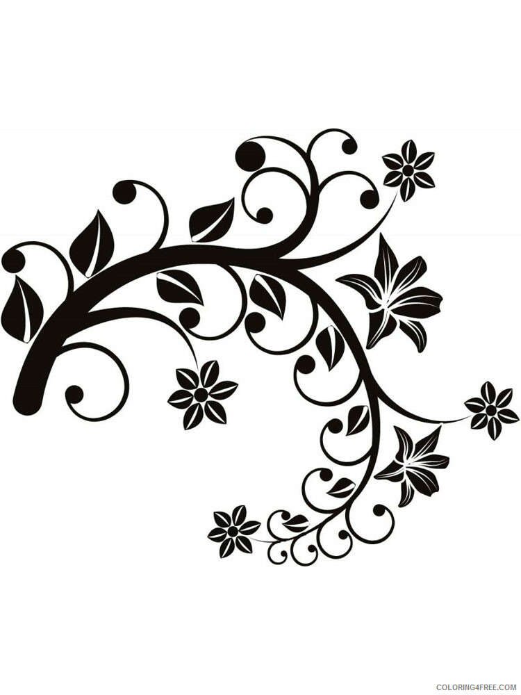 Flower Stencils Coloring Pages Flowers Nature flower stencils 11 Printable 2021 162 Coloring4free