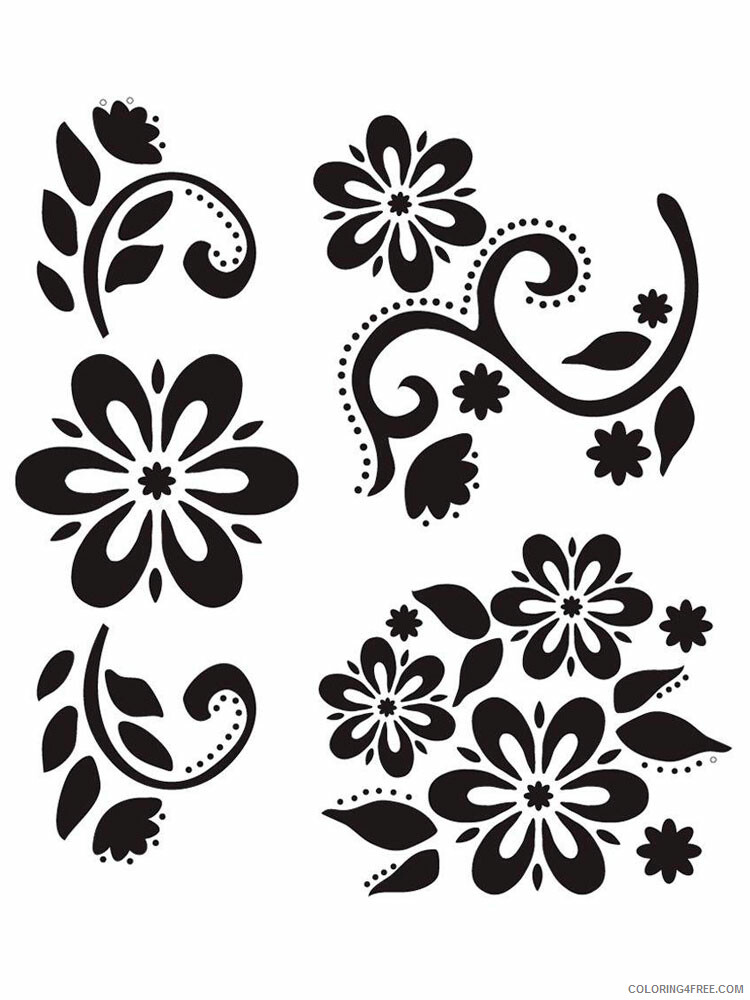 Flower Stencils Coloring Pages Flowers Nature flower stencils 14 Printable 2021 163 Coloring4free