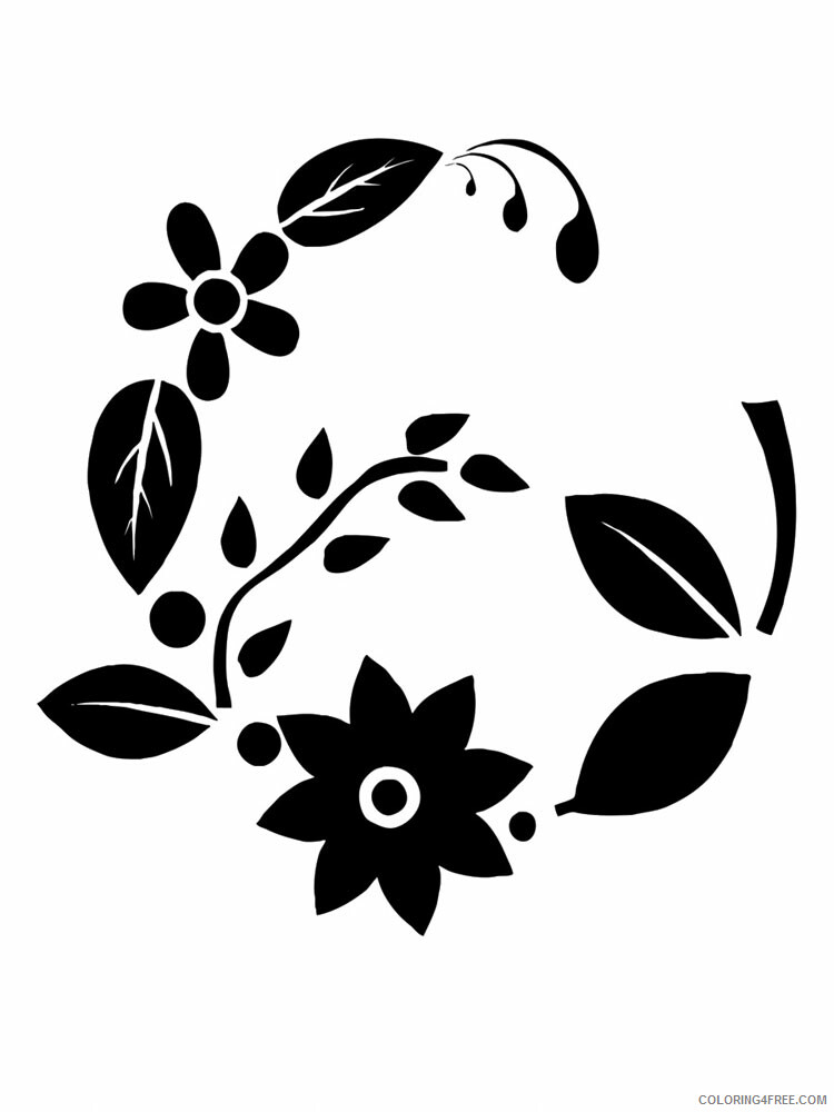 Flower Stencils Coloring Pages Flowers Nature flower stencils 18 Printable 2021 166 Coloring4free