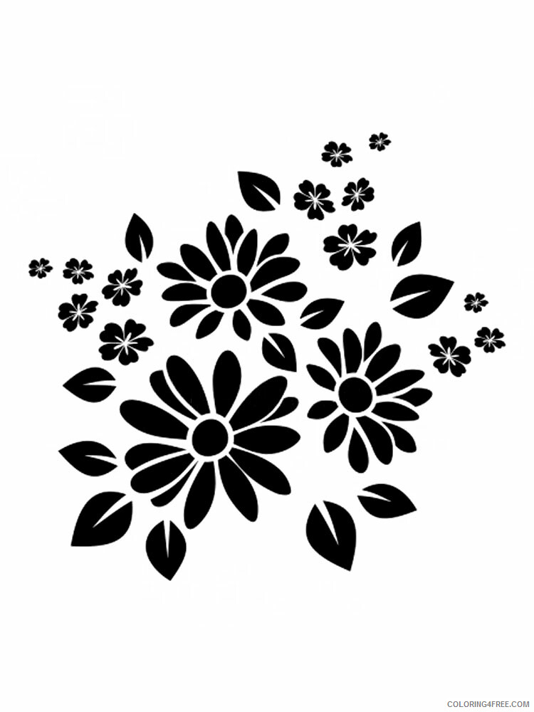 Flower Stencils Coloring Pages Flowers Nature flower stencils 9 Printable 2021 175 Coloring4free