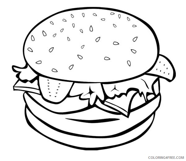 Food Coloring Pages Food Fast Food Burger for Breakfast Printable 2021 086 Coloring4free