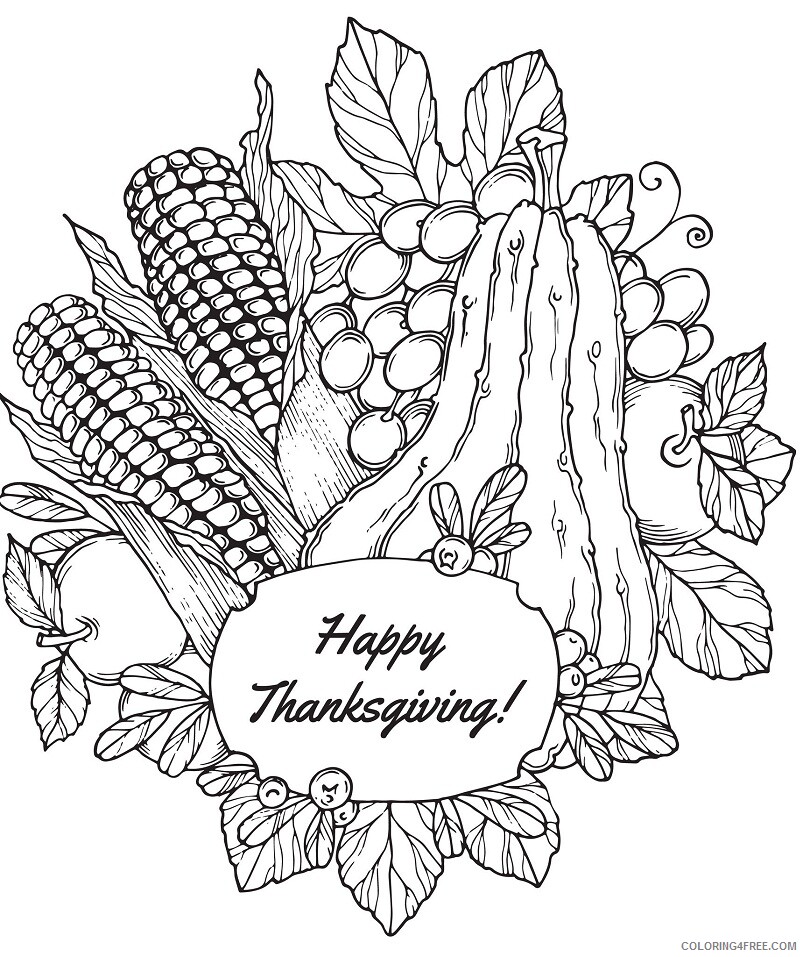 Food Coloring Pages Food adult thanksgiving corn and fruits Printable 2021 056 Coloring4free