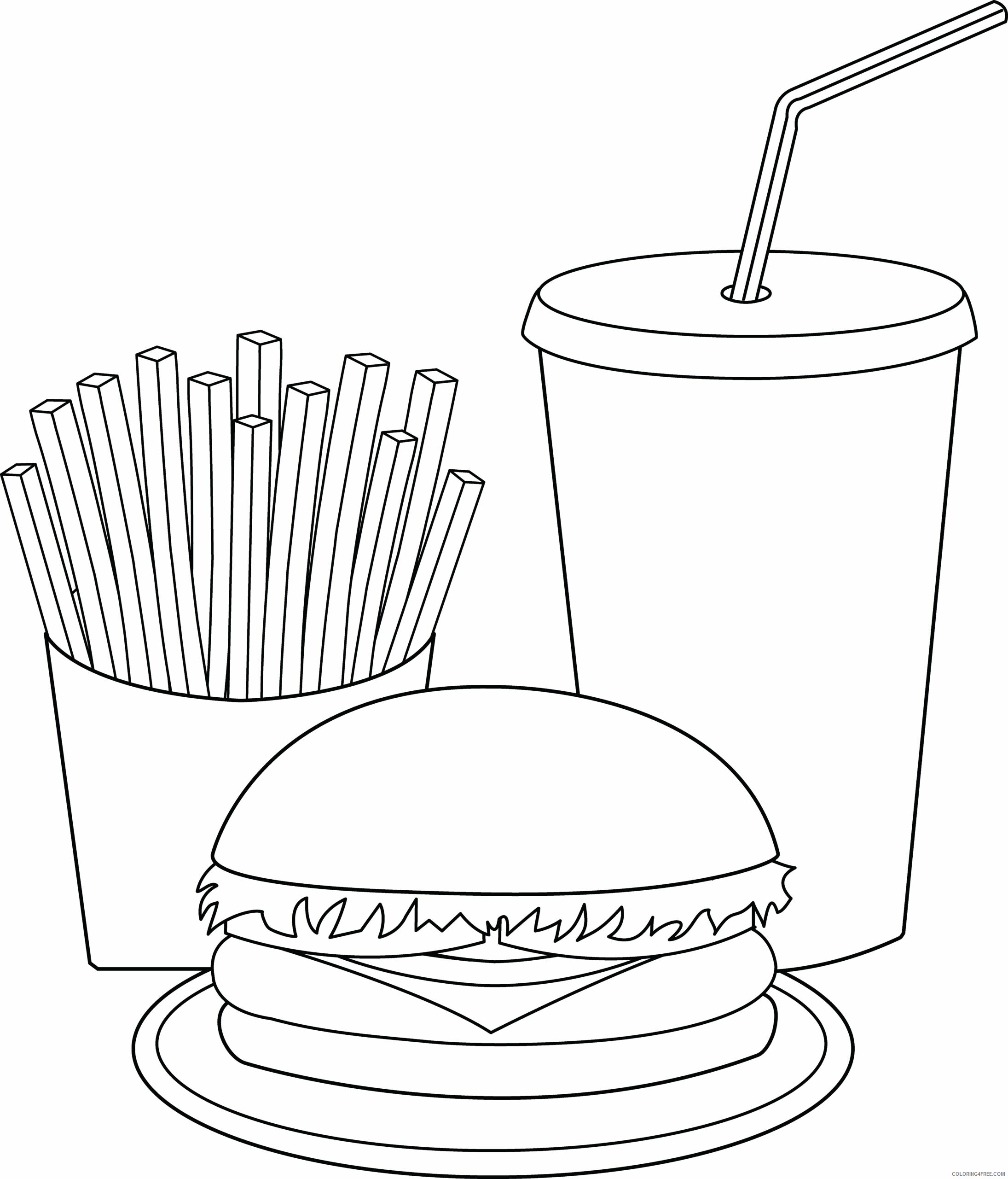 French Fries Coloring Pages Food Meal with French Fries Printable 2021 103 Coloring4free