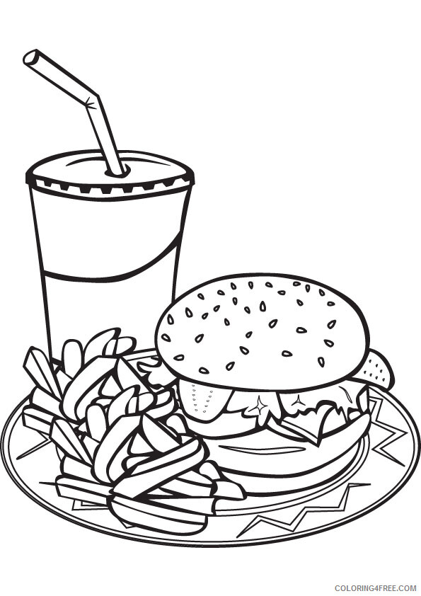 French Fries Coloring Pages Food Meal with French Fries Printable 2021 104 Coloring4free