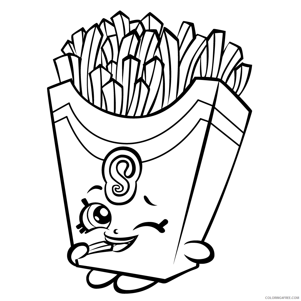 French Fries Coloring Pages Food Shopkins French Fries Printable 2021 105 Coloring4free
