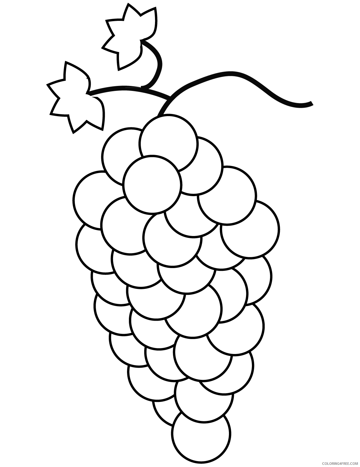 Grapes Coloring Pages Fruits Food Bunch of Grapes Printable 2021 200 Coloring4free