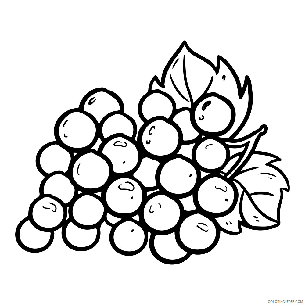 Grapes Coloring Pages Fruits Food Grape Bunch Printable 2021 202 Coloring4free