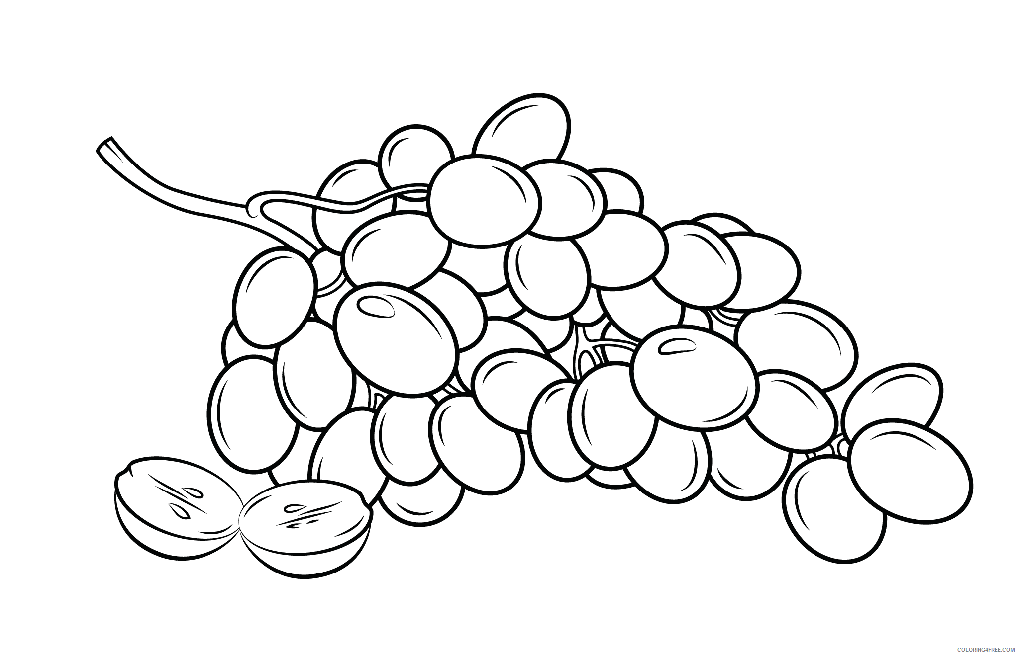 Grapes Coloring Pages Fruits Food Grapes Bunch Printable 2021 203 Coloring4free