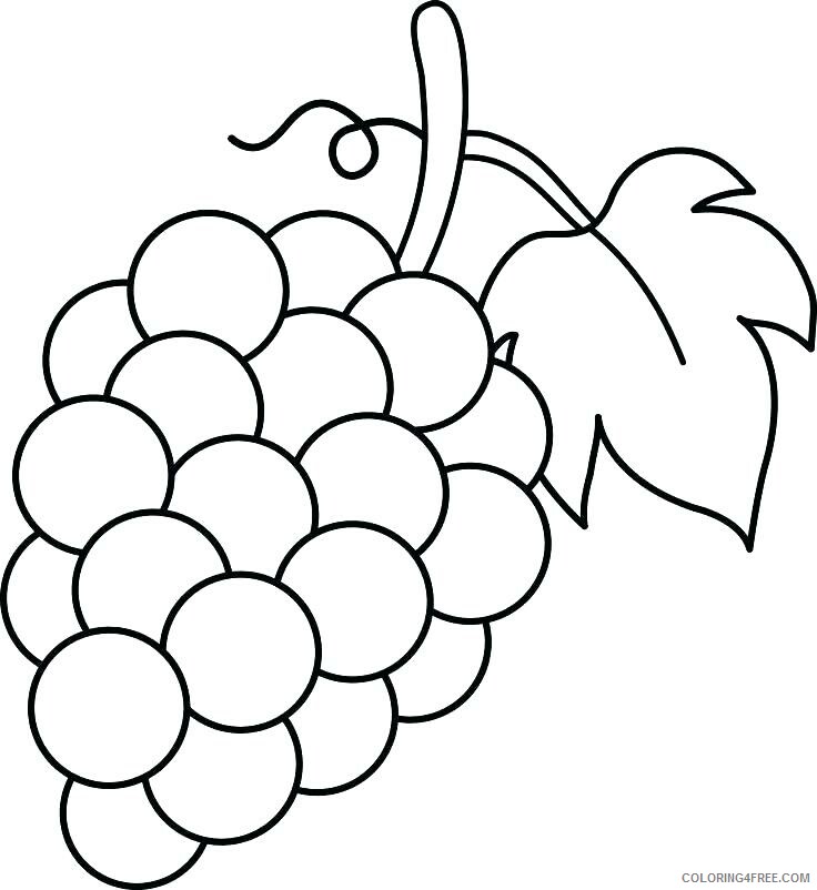 Grapes Coloring Pages Fruits Food Print Grapes Printable 2021 218 Coloring4free