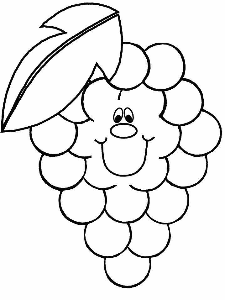 Grapes Coloring Pages Fruits Food Smiling Grapes Printable 2021 219 Coloring4free