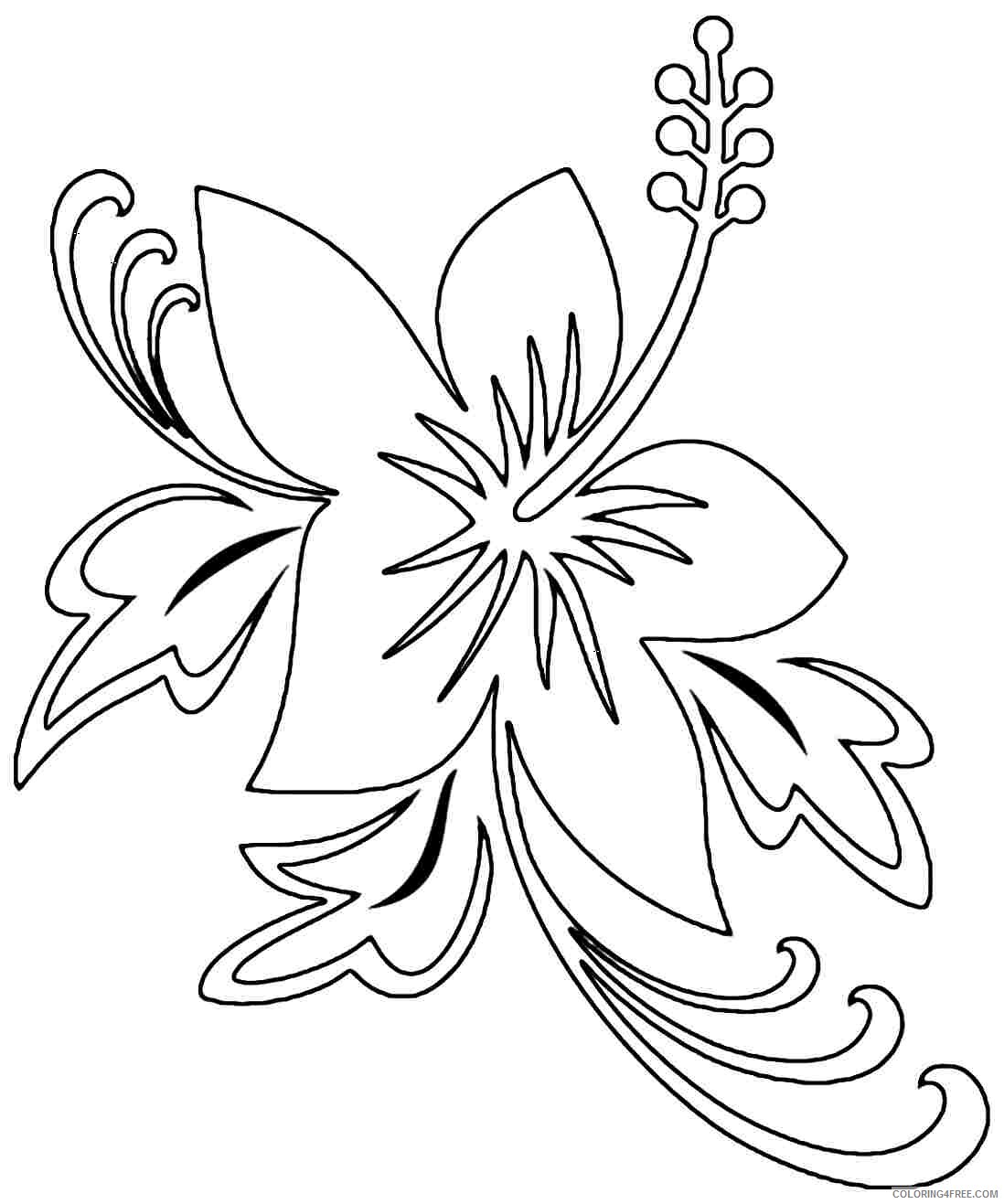 Hibiscus Coloring Pages Flowers Nature Hibiscus Printable 2021 182 Coloring4free