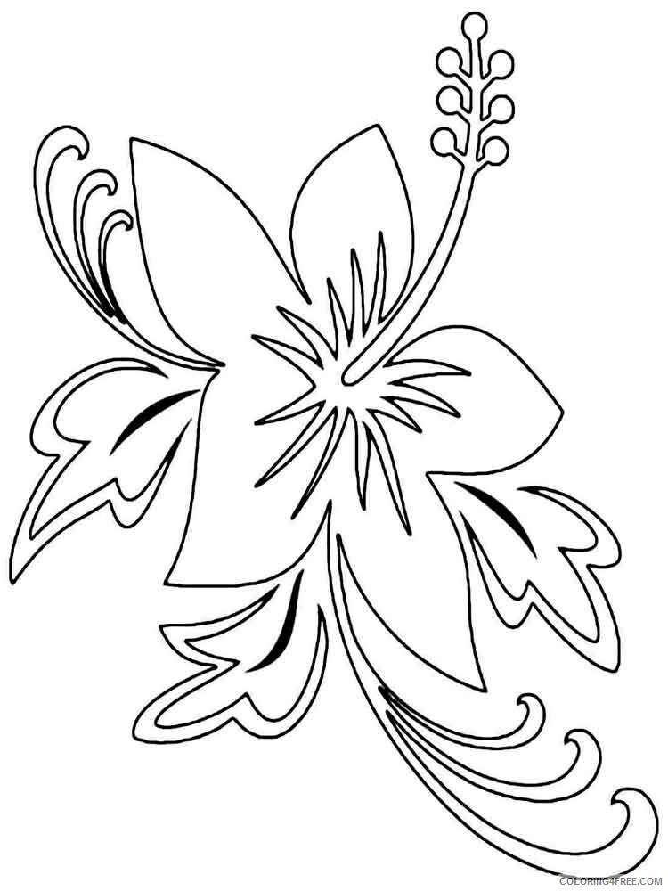 Hibiscus Coloring Pages Flowers Nature Hibiscus flower 4 Printable 2021 190 Coloring4free