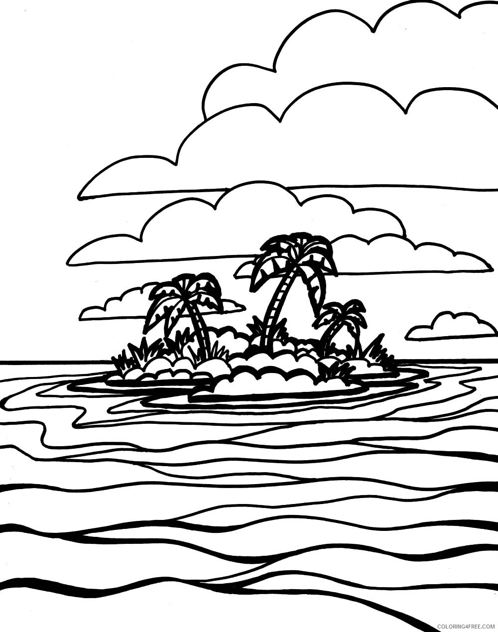 Island Coloring Pages Nature Island in the Ocean Printable 2021 256 Coloring4free