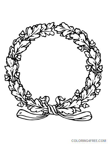 Laurel Coloring Pages Flowers Nature laurels wreath with ribbon Printable 2021 216 Coloring4free