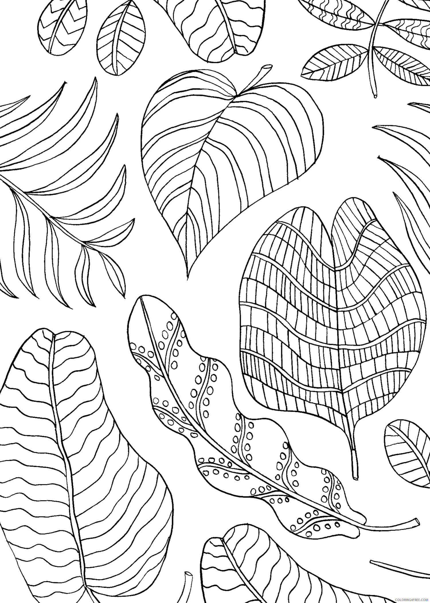 Leaves Coloring Pages Nature Mindfulness Leaves Printable 2021 367 Coloring4free