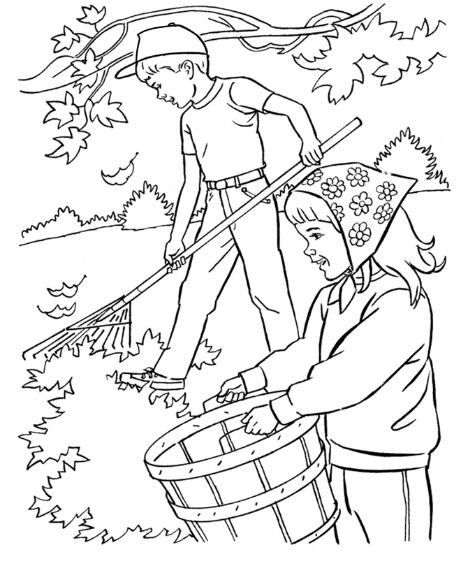 Leaves Coloring Pages Nature Rake Fall Leaves Printable 2021 371 Coloring4free