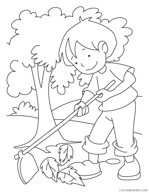 Leaves Coloring Pages Nature Raking Leaves Printable 2021 374 Coloring4free
