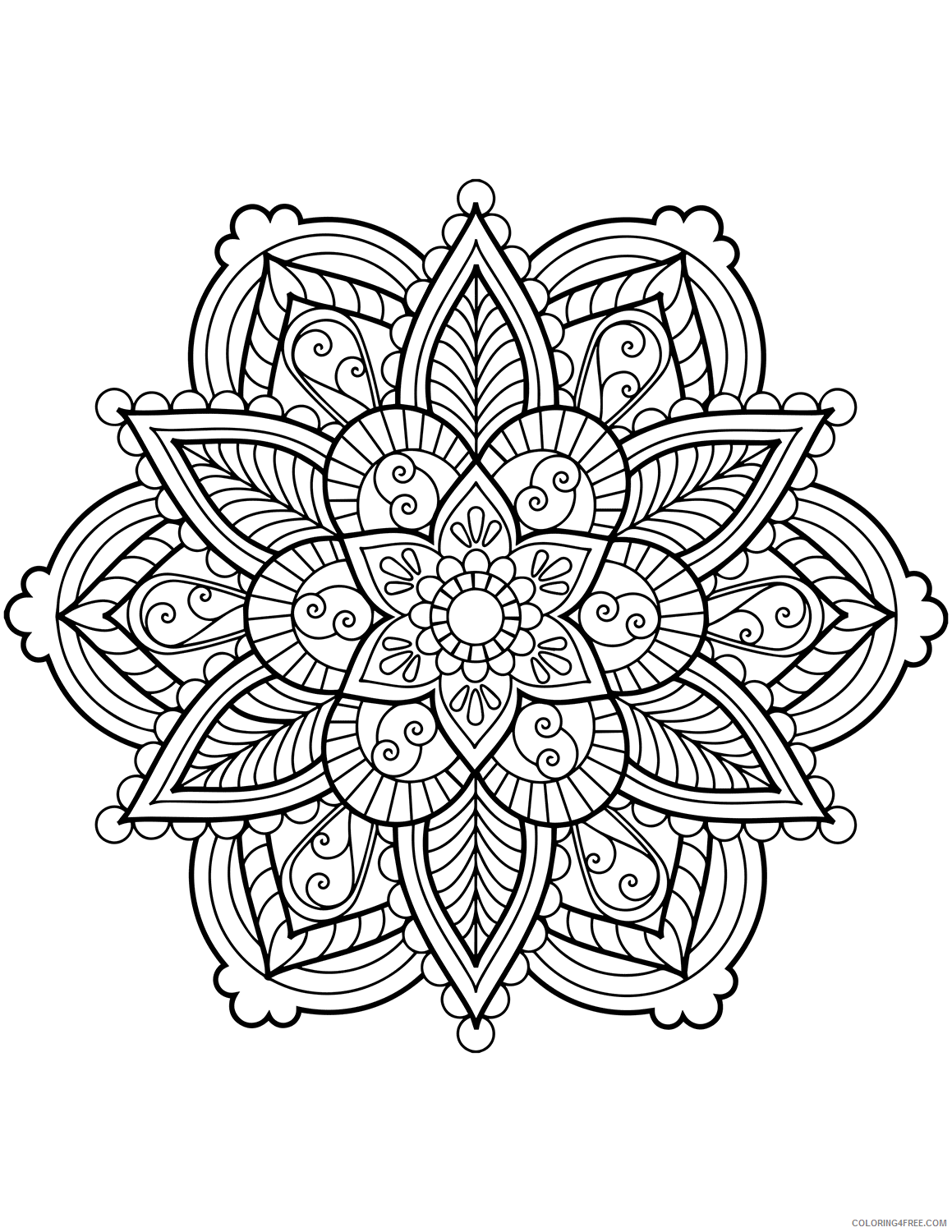 Mandala Flower Coloring Pages Flowers Nature Free Flower Printable 2021 270 Coloring4free