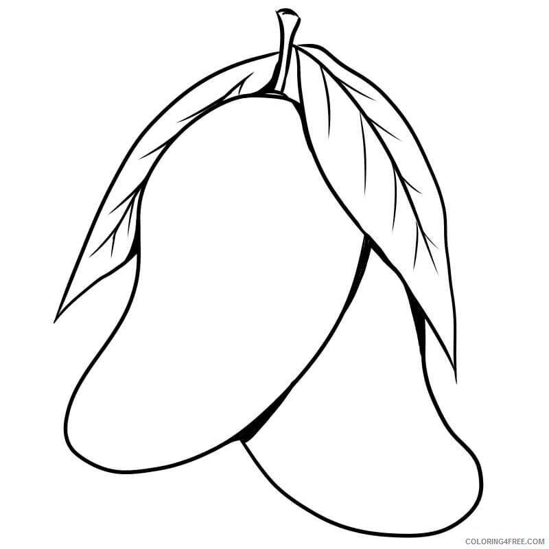 Mango Coloring Pages Fruits Food Two Mangos Printable 2021 278 Coloring4free