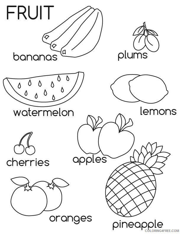 Mixed fruit Coloring Pages Fruits Food Learn Fruits Printable 2021 296 Coloring4free