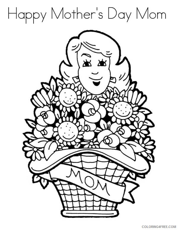 Mothers Day Coloring Pages Holiday Flower Bouquet for Mommy on Mothers Day Printable 2021 0790 Coloring4free