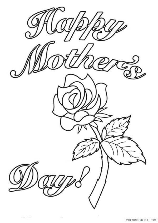 Mothers Day Coloring Pages Holiday Happy Mothers Day with a Rose Printable 2021 0799 Coloring4free
