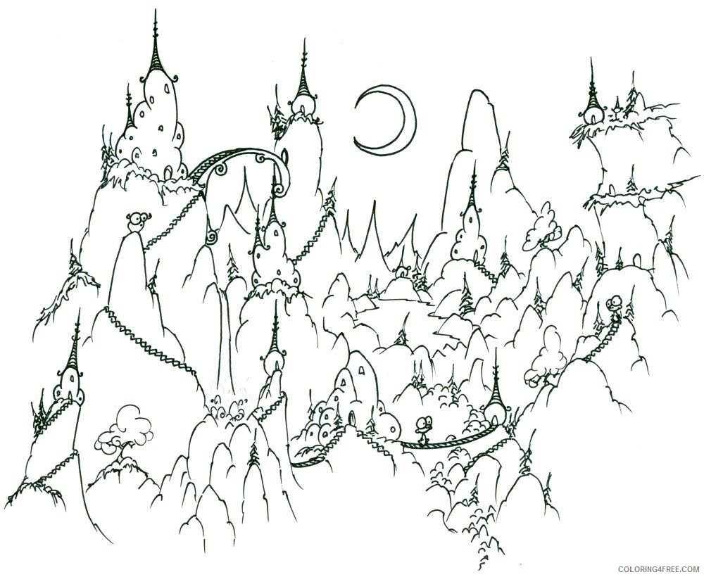 Mountains Coloring Pages Nature Cute Mountain Village Printable 2021 377 Coloring4free