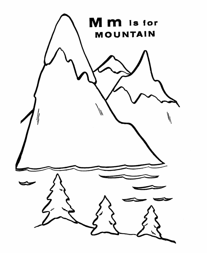 Mountains Coloring Pages Nature M is For Mountain Worksheet Printable 2021 380 Coloring4free