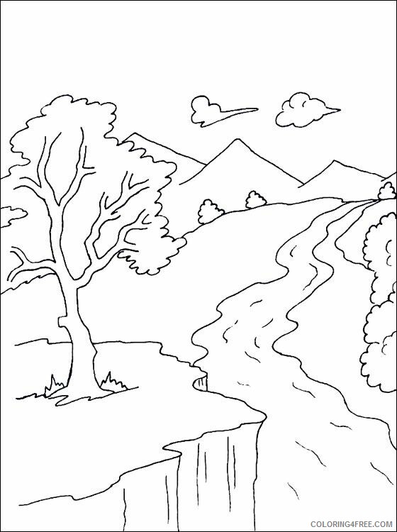 Mountains Coloring Pages Nature Mountain Stream Printable 2021 390 Coloring4free