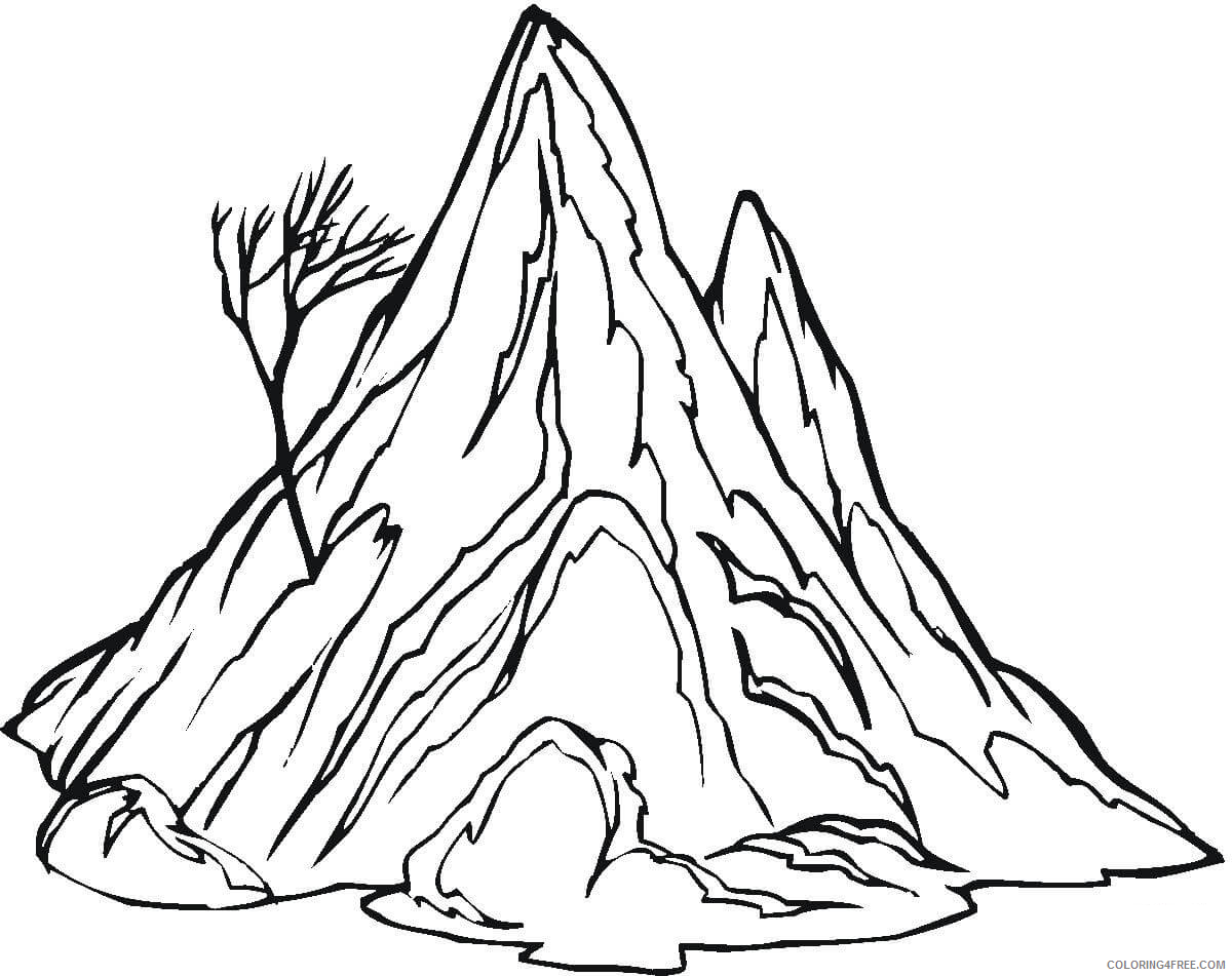 Mountains Coloring Pages Nature lonely_mountain Printable 2021 376 Coloring4free