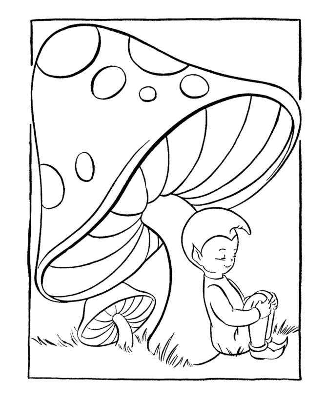 Mushrooms Coloring Pages Nature Fantasy Pixie under Mushroom Printable 2021 397 Coloring4free