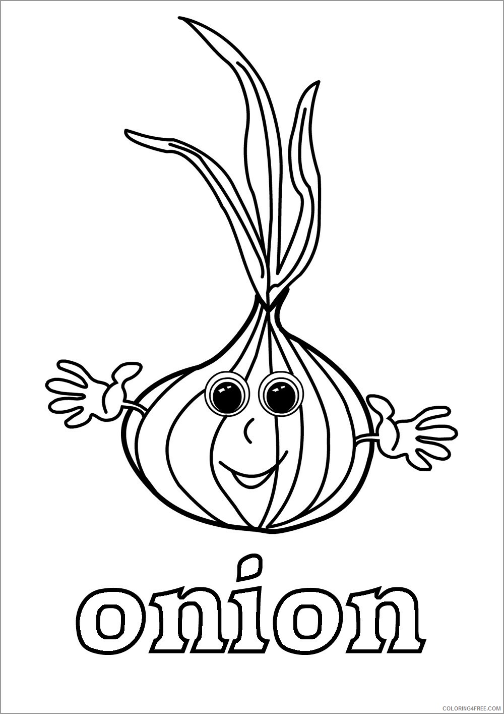 Onion Coloring Pages Vegetables Food cartoon onions for kids Printable 2021 613 Coloring4free