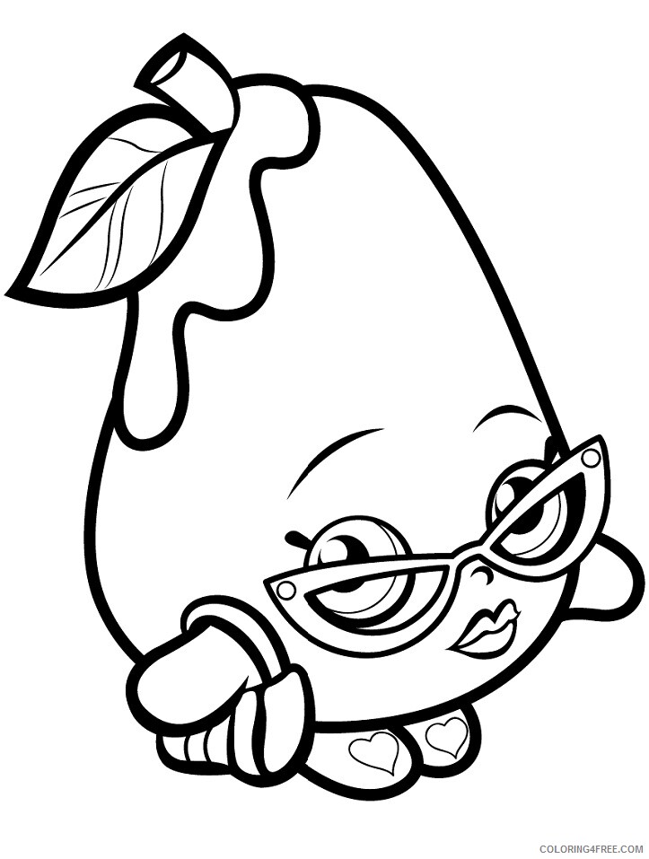 Pear Coloring Pages Fruits Food posh pear shopkin Printable 2021 329 Coloring4free