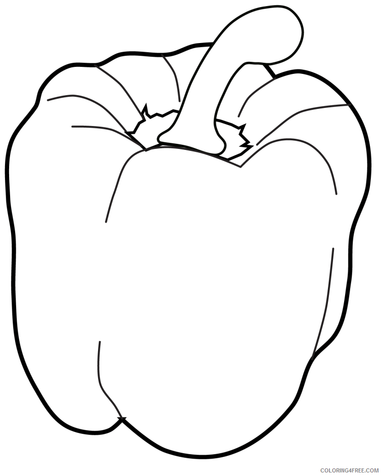 Pepper Coloring Pages Vegetables Food red bell pepper a4 Printable 2021 632 Coloring4free