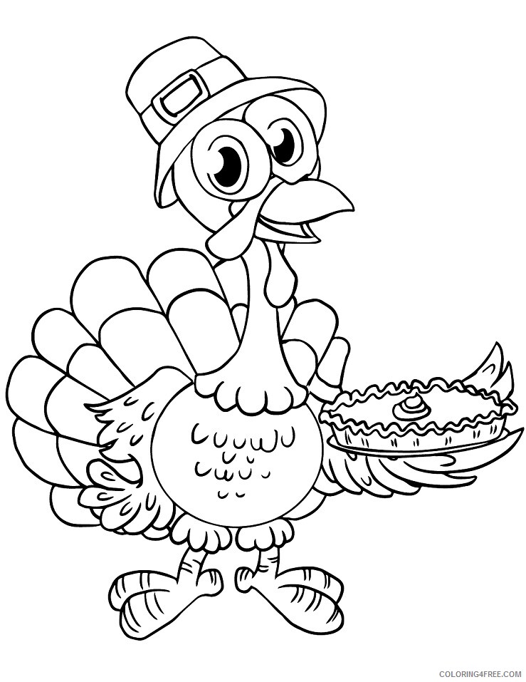 Pie Coloring Pages Food 1587978437_cute turkey with pie Printable 2021 106 Coloring4free