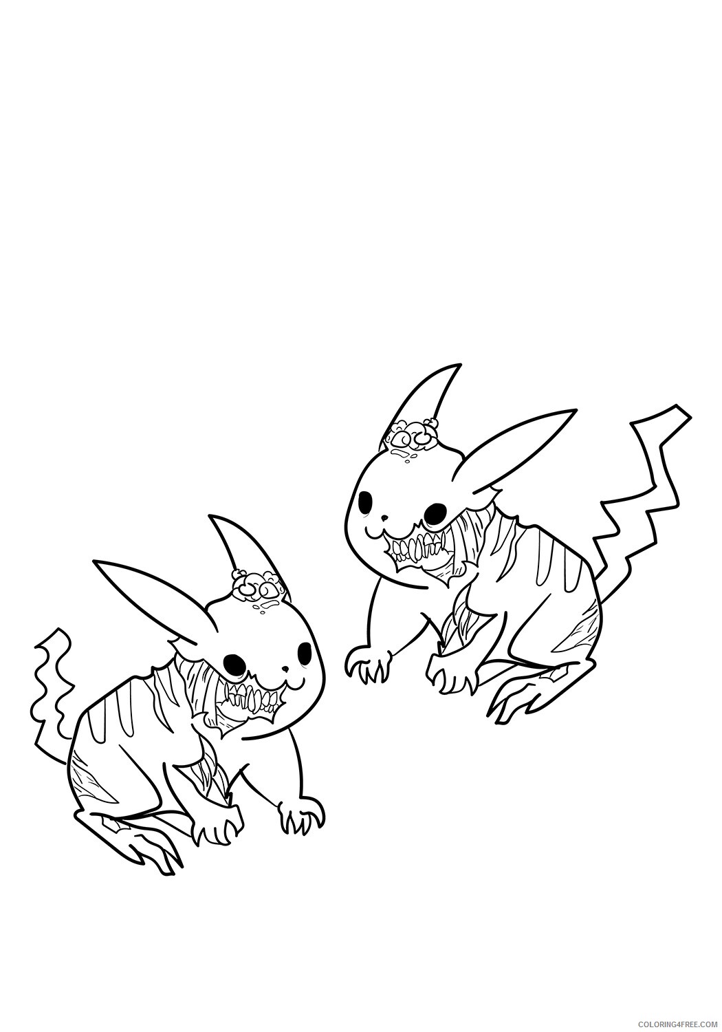 Pikachu Printable Coloring Pages Anime 1526718750_pikachu as zombie 17 a4 2021 0924 Coloring4free