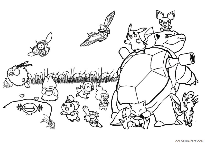 Pikachu Printable Coloring Pages Anime 1528282008_pikachu and blastoise a4 2021 0926 Coloring4free