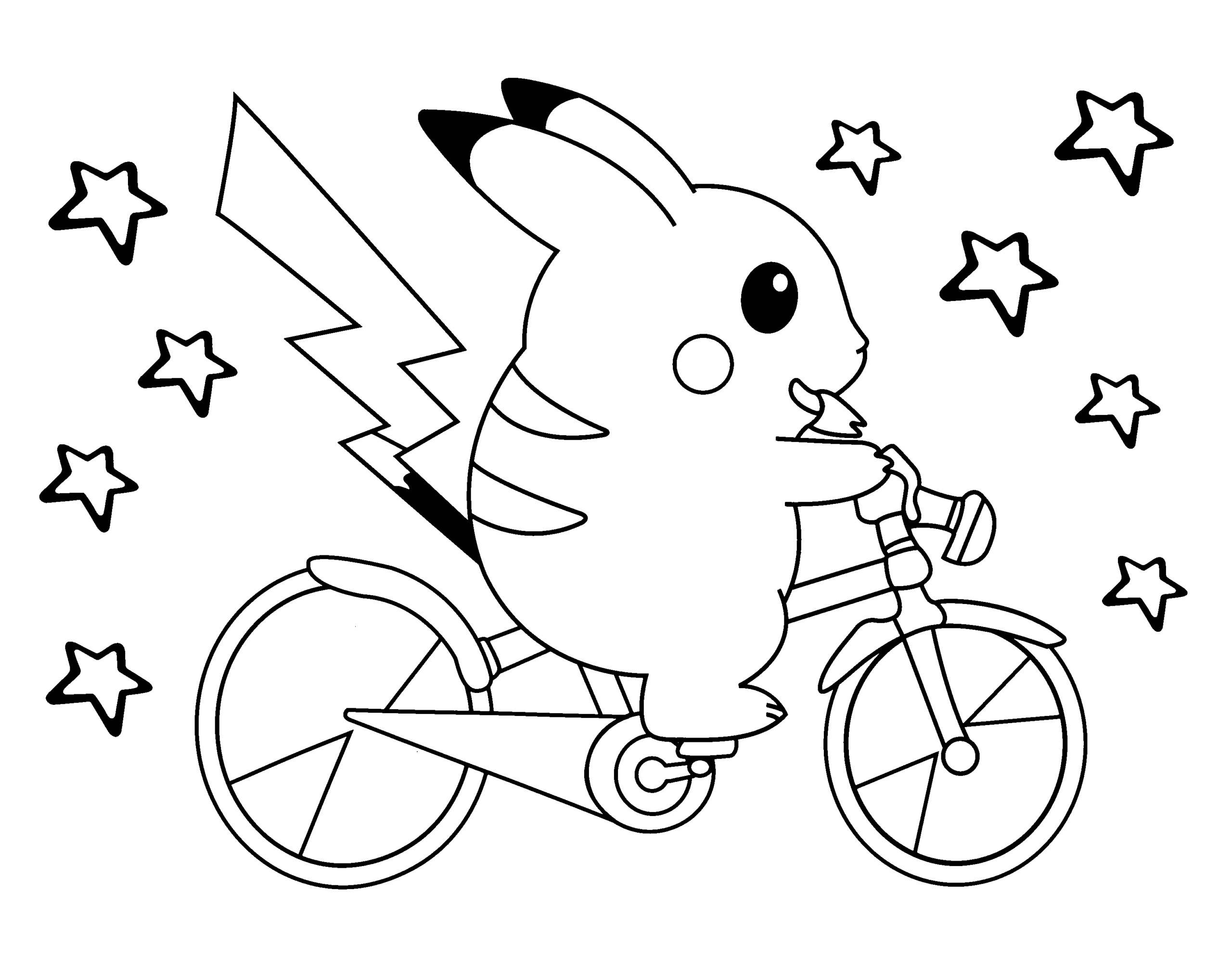 Pikachu Printable Coloring Pages Anime Pikachu Riding Bike 2021 0958 Coloring4free