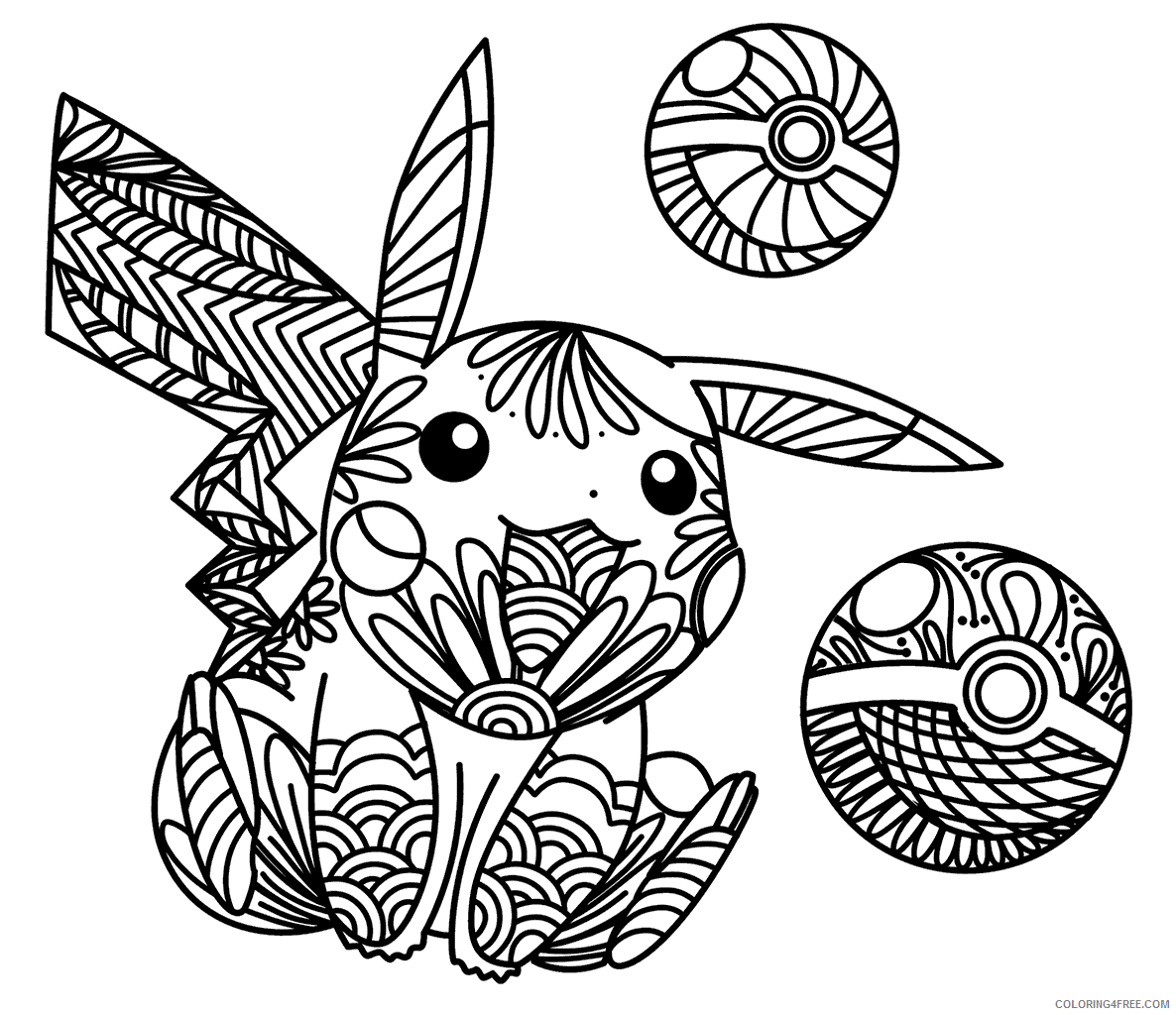 Pikachu Printable Coloring Pages Anime Zen Pikachu 2021 0965 Coloring4free